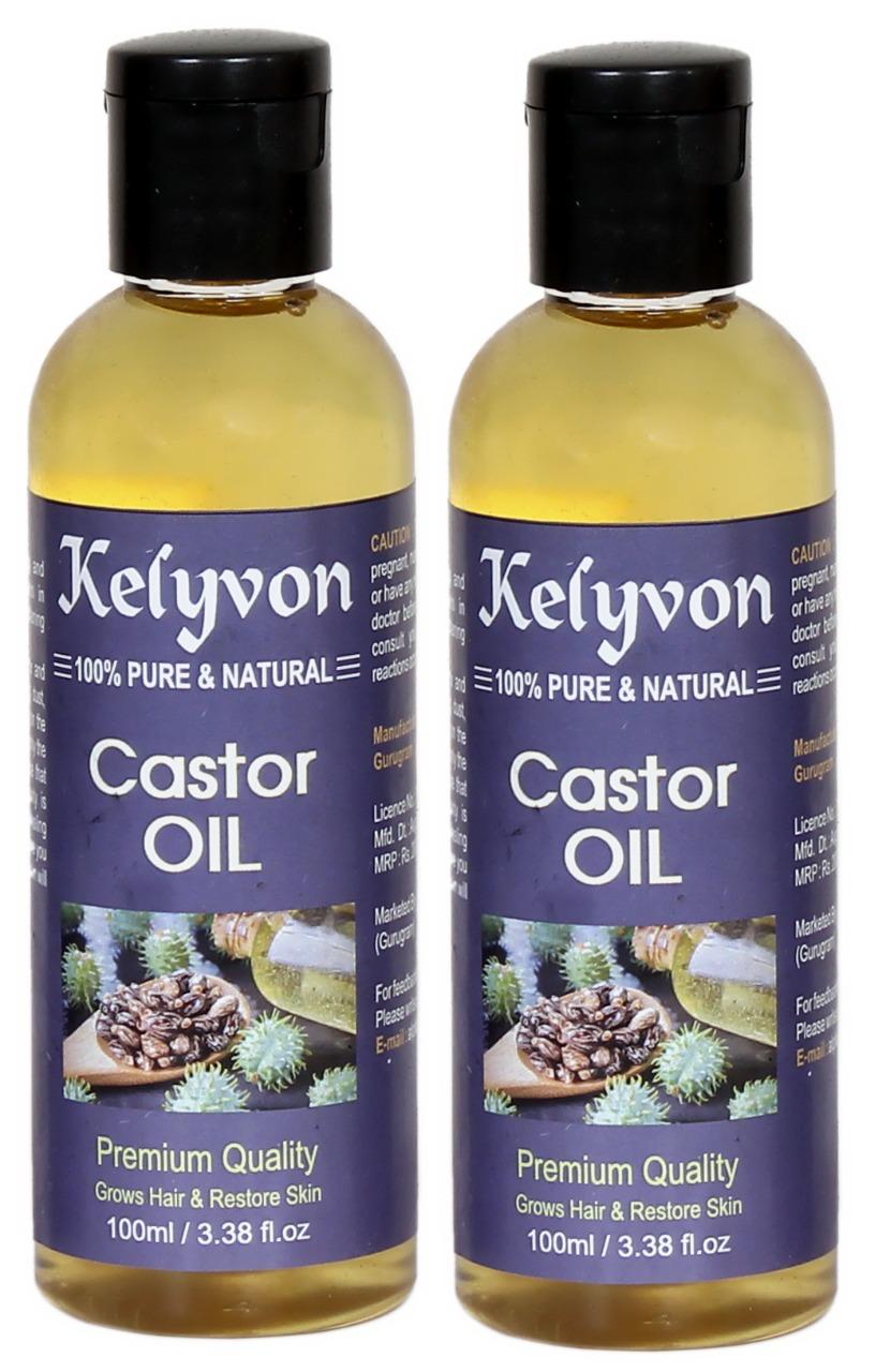 Kelyvon 100% Pure and Natural Castor Oil 200ml (Pack of 2)